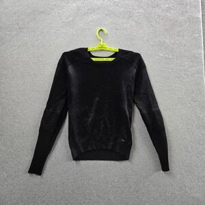 Diesel Women Sweater L Black Nylon Rayon Ribbed Long Sleeve
